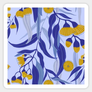 Eucalyptus flowers in gold and blue Sticker